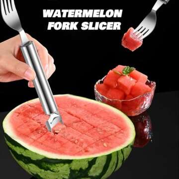 2-in-1 Stainless Steel Fruit Cutter,Watermelon Cutter，Watermelon Slicer,Watermelon Cutter Melon Cu...