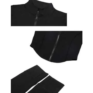 Tanming Women's Full Zip Seamless Workout Jacket Running Yoga Slim Fit Track Jacket (Black-S)