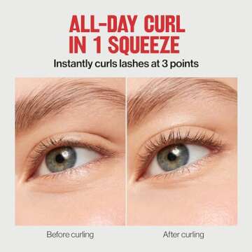 Revlon Triple-Stepped Lash Curler, Eyelash Lift For a Super-Curled Look in One Squeeze, 3-Tiered Pads for Gentle, Tug-Free Curling, 1 Count