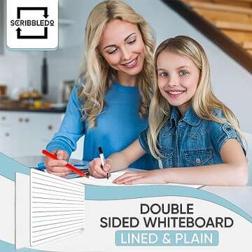 Scribbledo 10 Pack Double Sided Whiteboards Lined Dry Erase Board for Kids Ruled Writing Board Handw...