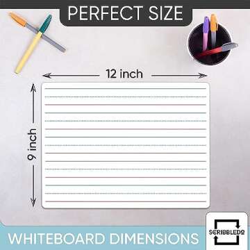 Scribbledo Double Sided Whiteboards for Kids 9x12 - 10 Pack