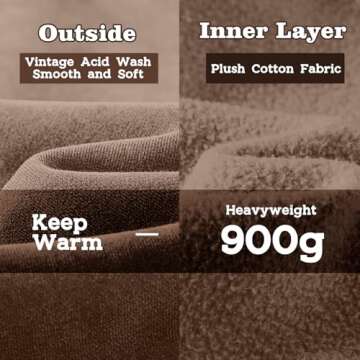 FAIABLE Mens Hoodies Pullover Oversized Hoodie Plush Fleece Hooded Sweatshirt Vintage Heavyweight Hoodie Cotton Big and Tall Hoodies for Men Couples Winter Autumn Workout College Streetwear Dark Brown