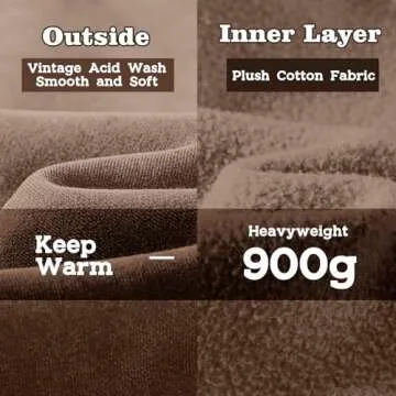 FAIABLE Mens Hoodies Pullover Oversized Hoodie Plush Fleece Hooded Sweatshirt Vintage Heavyweight Hoodie Cotton Big and Tall Hoodies for Men Couples Winter Autumn Workout College Streetwear Dark Brown