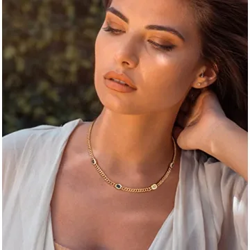 NUZON Colorful CZ Station Necklace in 18K Gold