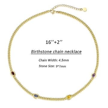 NUZON Colorful CZ Station Necklace in 18K Gold