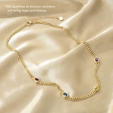 NUZON Colorful CZ Station Necklace in 18K Gold