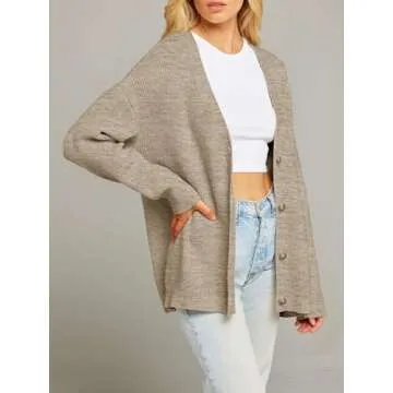 MEROKEETY Women's Cardigan Sweater - Cozy Oversized Open Front Knit Wear
