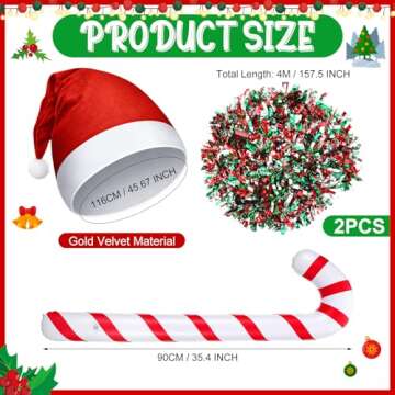 Cozypower Christmas 12 ft Skeleton Santa Outfit Accessories Includes 44 Inch Santa Hat 2 Tinsel Garl...