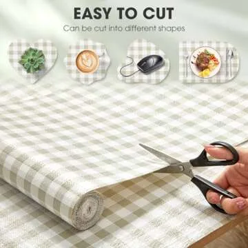 ALIUNI Drawer and Shelf Liner, Non-Slip Kitchen Cabinet Liners Non-Adhesive Thick Strong Grip Waterproof Washable Mats Protect Dresser Shelves Cupboard Bathroom Cabinets, Green Plaid, 12 in X 10 FT