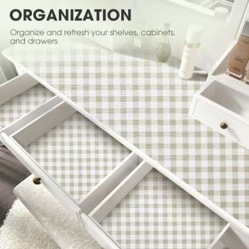 ALIUNI Drawer and Shelf Liner, Non-Slip Kitchen Cabinet Liners Non-Adhesive Thick Strong Grip Waterproof Washable Mats Protect Dresser Shelves Cupboard Bathroom Cabinets, Green Plaid, 12 in X 10 FT