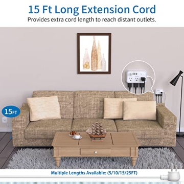 Surge Protector Power Strip with USB & Extension Cord