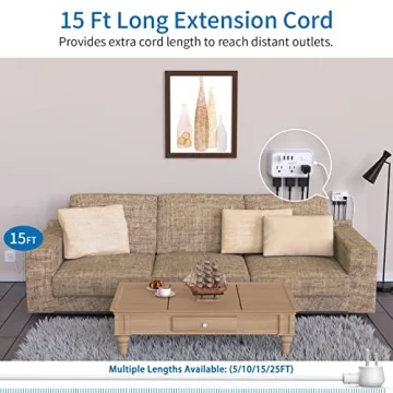 Surge Protector Power Strip with USB & Extension Cord