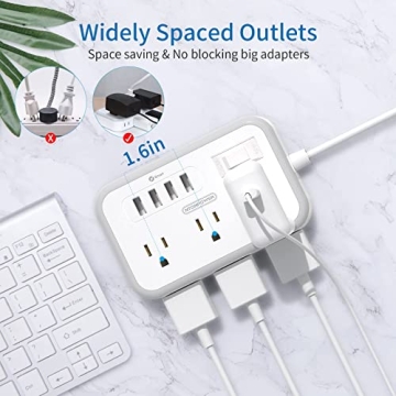 Surge Protector Power Strip with USB & Extension Cord