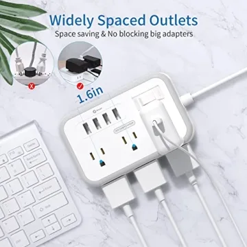 Surge Protector Power Strip with USB & Extension Cord