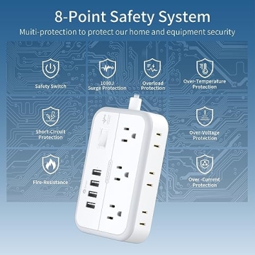 Surge Protector Power Strip with USB & Extension Cord