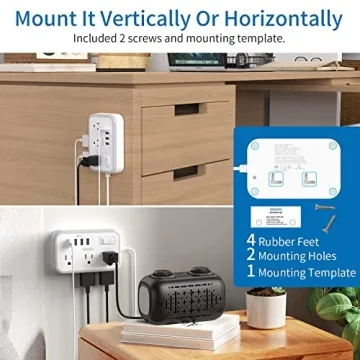 Surge Protector Power Strip with USB & Extension Cord