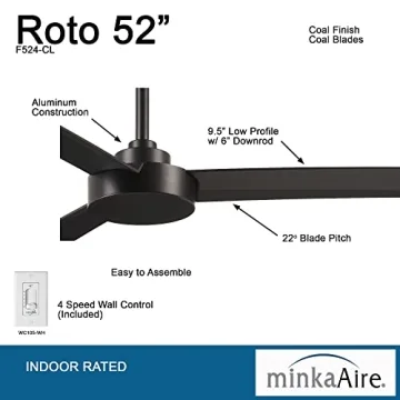 Minka-Aire Roto 52 Inch Quiet Ceiling Fan with Remote