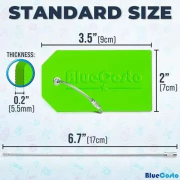 BlueCosto Luggage Tags 5 PK with Privacy Cover for Travel