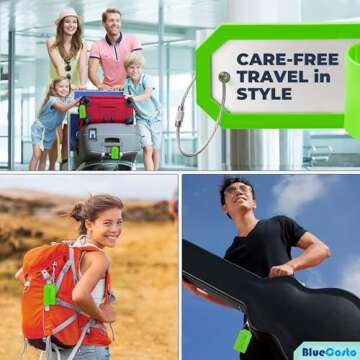BlueCosto Luggage Tags 5 PK with Privacy Cover for Travel