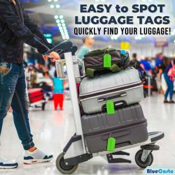 BlueCosto Luggage Tags 5 PK with Privacy Cover for Travel