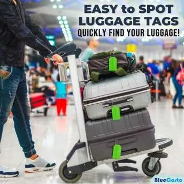 BlueCosto Luggage Tags 5 PK with Privacy Cover for Travel