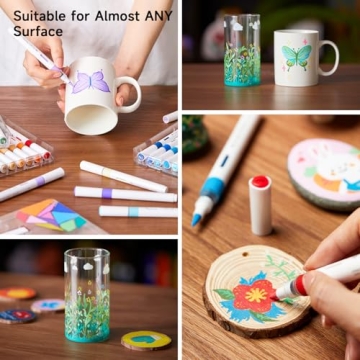 Shuttle Art Automatic Ink Control Acrylic Paint Markers, 60 Colors Brush Tip Acrylic Paint Pens for Rock Painting, Ceramic, Wood, Canvas, Glass, Stone, Fabric, Card Making, DIY & Art Supplies