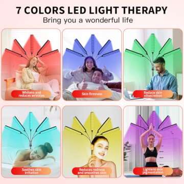 Red Light Therapy for Face Body, 5 Heads Red Infrared Light Therapy Device, 7Colors Full Body Red Li...