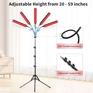 Red Light Therapy for Face Body, 5 Heads Red Infrared Light Therapy Device, 7Colors Full Body Red Light Therapy Devices, 660nm and 850nm Near Infrared for Face,Muscle,Body,Skin