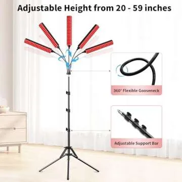 Red Light Therapy for Face Body, 5 Heads Red Infrared Light Therapy Device, 7Colors Full Body Red Light Therapy Devices, 660nm and 850nm Near Infrared for Face,Muscle,Body,Skin