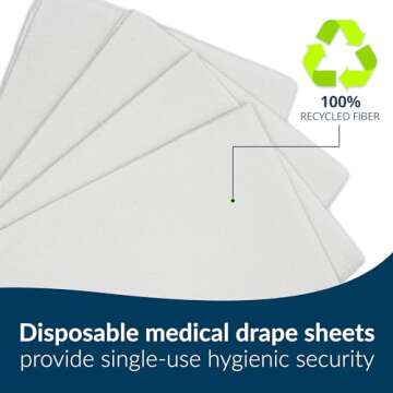 TIDI Everyday 100% Recycled Fiber Single-Use Medical Patient Drape Sheets, White, 40” x 48” (Pack of 100) ― 2-Ply Tissue ― Pebble Embossed ― Latex-Free Medical Supplies ― Tattoo Supplies (9810824)
