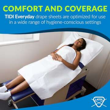 TIDI Everyday 100% Recycled Fiber Single-Use Medical Patient Drape Sheets, White, 40” x 48” (Pack of 100) ― 2-Ply Tissue ― Pebble Embossed ― Latex-Free Medical Supplies ― Tattoo Supplies (9810824)