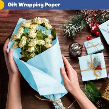 Blue Easter Wrapping Paper 17.5"×963" (80 1/4FT), Sky Blue Wrapping Paper Roll, Birthday Wrapping Paper, Solid Color Paper Wedding, Birthday, Baby Shower, Bouquet Flower, Blue Bulletin Board Paper