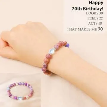 Sereney 70th Birthday Gifts for Women, Natural Stone Bracelet with Moonstone as 70 Year Old Birthday...