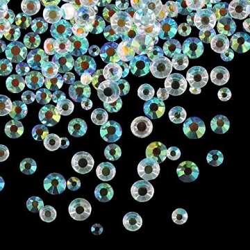 Bememo 3456 Pcs Crystals Diamond Rhinestones AB Clear Flat Back Round Gems Flatback Glass Mixed Size Crystals Gems for Crafts Clothes Shoes Makeup Bags Decor, 6 Sizes(Clear)