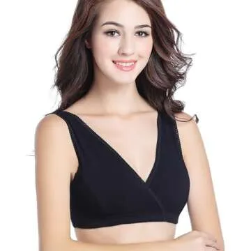 CAKYE 3 Pack Maternity Nursing Sleep Bra Breastfeeding Cotton Bralette