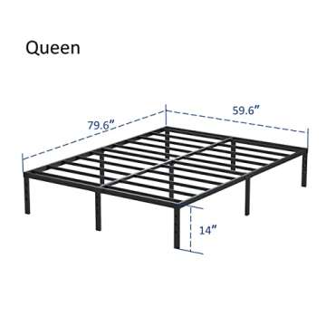 Maenizi 14 Inch Metal Bed Frame Queen Size No Box Spring Needed, Heavy Duty Platform Support Up to 3...