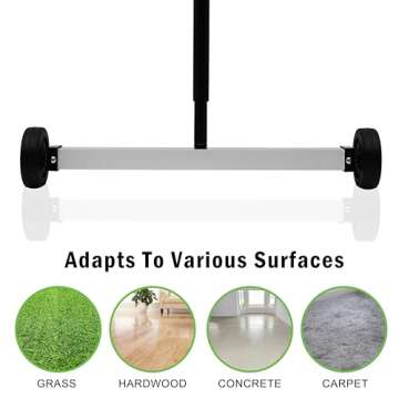 Grip Magnetic Pickup Sweeper 17" - 8.8 Pound Capacity - Extends from 23" to 40" - Easy Cleanup of Workshop, Garage, Construction - Lawn Sweeper