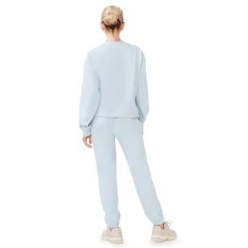 KUT & SO Sweatsuits for Women – Essential 2-Piece Tracksuit Set Includes Fleece Jogger and Matching Crewneck Sweater Sky Blue Large