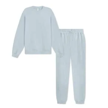 KUT & SO Sweatsuits for Women – Essential 2-Piece Tracksuit Set Includes Fleece Jogger and Matching Crewneck Sweater Sky Blue Large