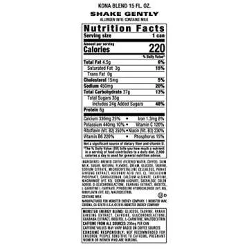 Java Monster Kona Blend, Coffee + Energy Drink, 15 Ounce (Pack of 12)