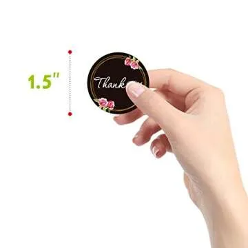 600 PCS Thank You Stickers Fresh Black & White Style Round Labels Stickers in 16 Designs with Perforation Line for Personal and Business Use (Each Measures 1.5" in Diameter)