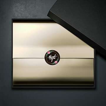 600 PCS Thank You Stickers Fresh Black & White Style Round Labels Stickers in 16 Designs with Perforation Line for Personal and Business Use (Each Measures 1.5" in Diameter)