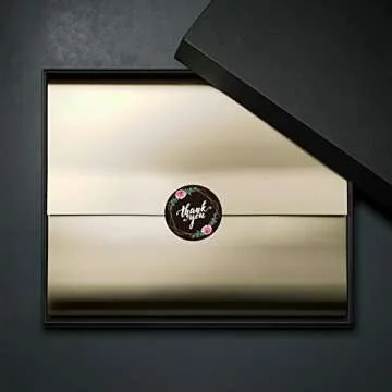 600 PCS Thank You Stickers Fresh Black & White Style Round Labels Stickers in 16 Designs with Perforation Line for Personal and Business Use (Each Measures 1.5" in Diameter)