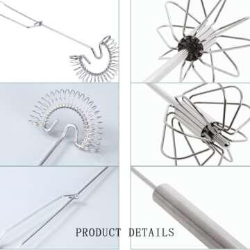 KuuGuu 3 Pieces Stainless Steel Egg Whisk Small Whisk Whipper Egg Whisk Flat Spring Coil Whisk Scandinavian-Type Whisk Egg Frother, Milk and Egg Beater Blender Hand Whisk for Kitchen Baking (10 Inch)