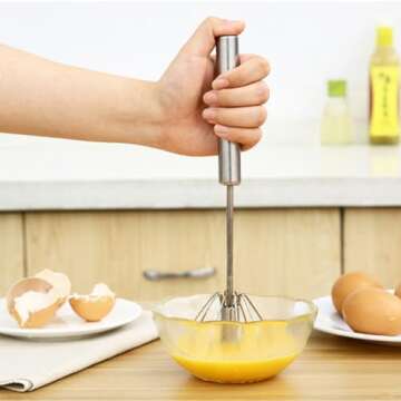 KuuGuu 3 Pieces Stainless Steel Egg Whisk Small Whisk Whipper Egg Whisk Flat Spring Coil Whisk Scandinavian-Type Whisk Egg Frother, Milk and Egg Beater Blender Hand Whisk for Kitchen Baking (10 Inch)