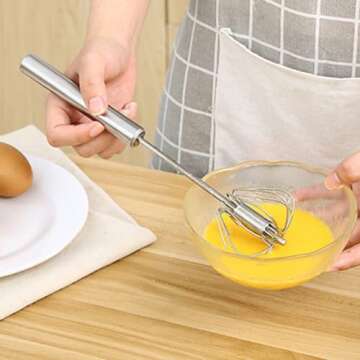 KuuGuu 3 Pieces Stainless Steel Egg Whisk Small Whisk Whipper Egg Whisk Flat Spring Coil Whisk Scandinavian-Type Whisk Egg Frother, Milk and Egg Beater Blender Hand Whisk for Kitchen Baking (10 Inch)
