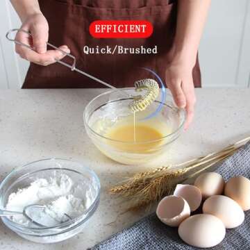 KuuGuu 3 Pieces Stainless Steel Egg Whisk Small Whisk Whipper Egg Whisk Flat Spring Coil Whisk Scandinavian-Type Whisk Egg Frother, Milk and Egg Beater Blender Hand Whisk for Kitchen Baking (10 Inch)