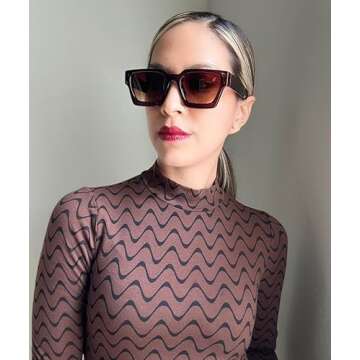 FEISEDY Retro 90s Square Sunglasses for Women Men Trendy Chunky Rectangle Sunglasses UV400 Protection B2385