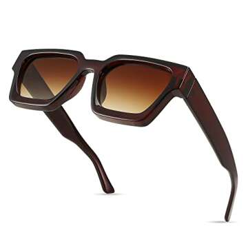 FEISEDY Retro 90s Square Sunglasses for Women Men Trendy Chunky Rectangle Sunglasses UV400 Protection B2385