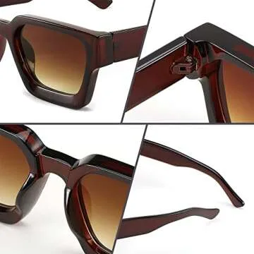FEISEDY Retro 90s Square Sunglasses for Women Men Trendy Chunky Rectangle Sunglasses UV400 Protection B2385